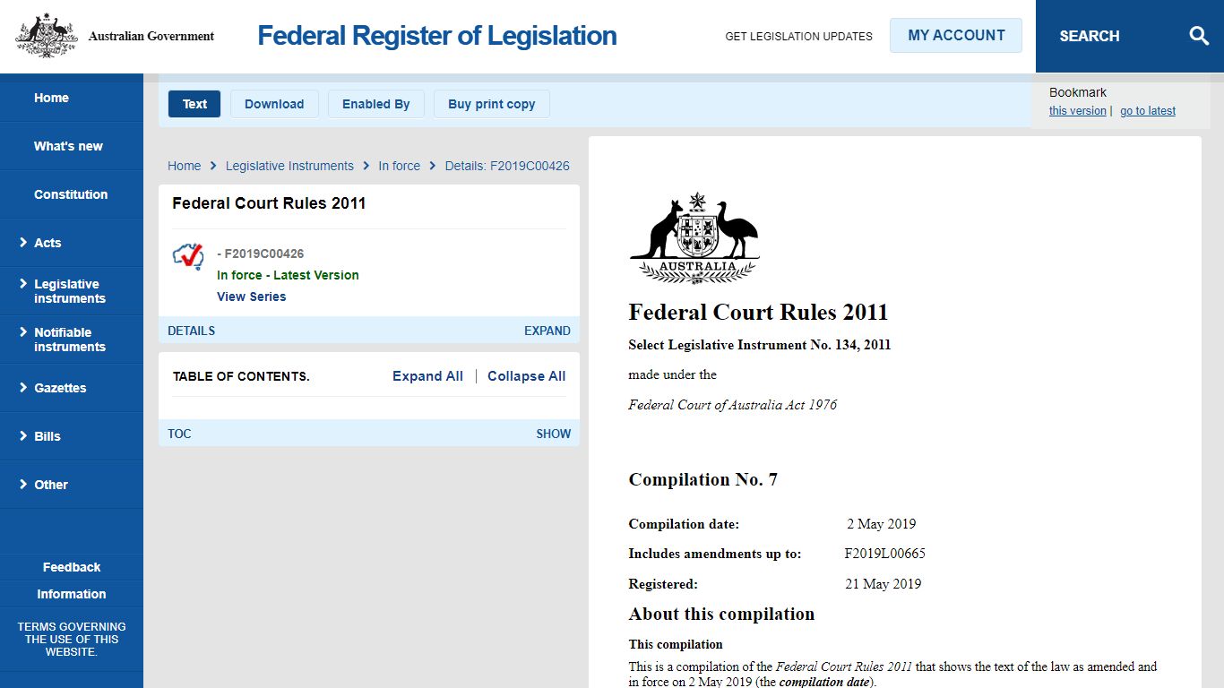 Federal Court Rules 2011 - Legislation